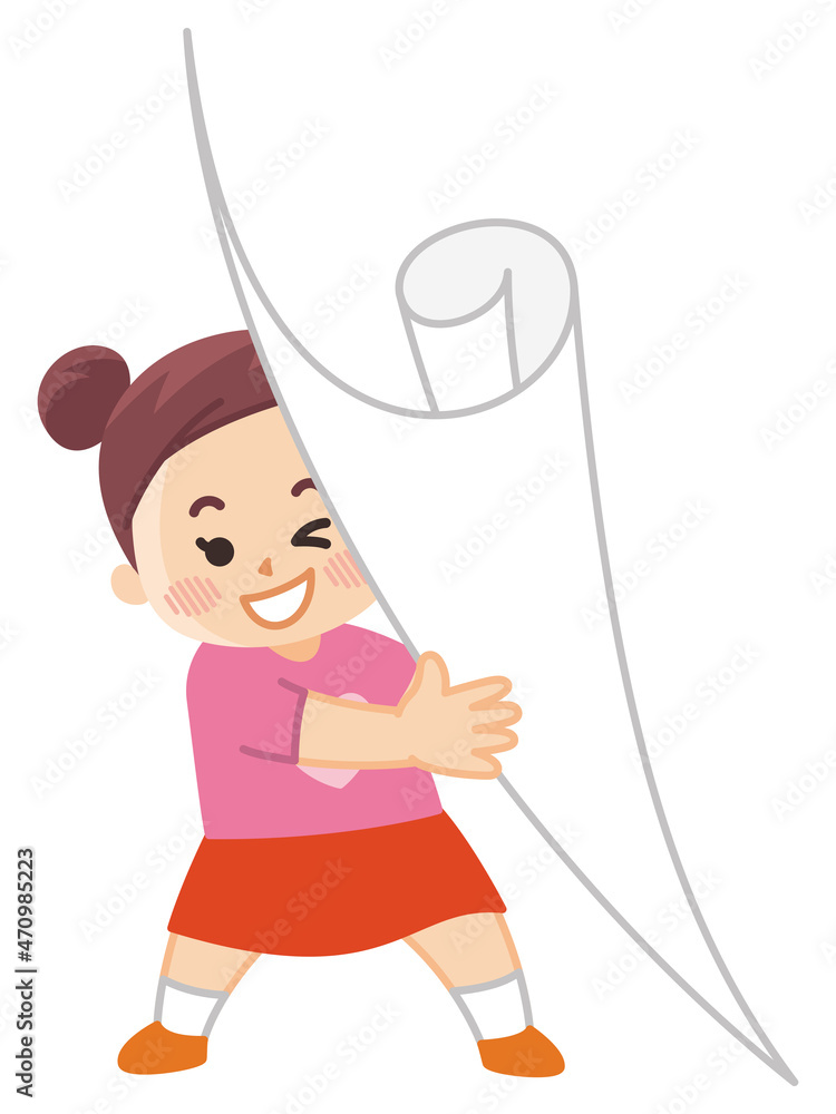 ページをめくる女の子 紙を巻く Stock Vector | Adobe Stock
