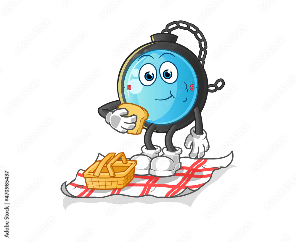 compass on a picnic cartoon. cartoon mascot vector compass on a picnic cartoon. cartoon mascot vector