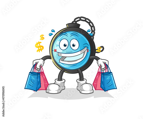 compass shoping mascot. cartoon vector © dataimasu