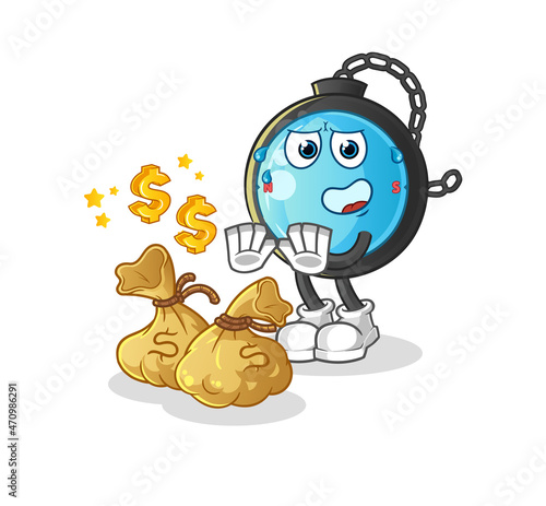 compass refuse money illustration. character vector