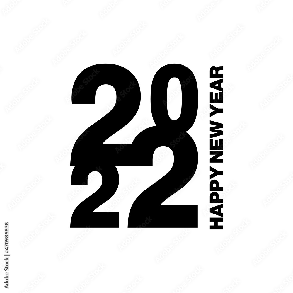 Happy New Year 2022 text design. For 2022 business book cover. Design brochure templates, flyers, cards, banners. Isolated on a white background. Vector illustrations Happy New Year 2022 text design. For 2022 business book cover. Design brochure templates, flyers, cards, banners. Isolated on a white background. Vector illustrations