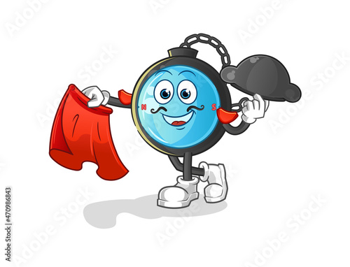 compass matador with red cloth illustration. character vector