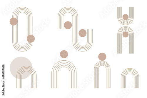 Mid century modern abstract bohemian shapes