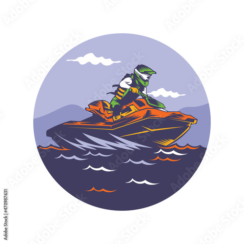 Jet Sky Watersport racing design, perfect for event and club team logo design