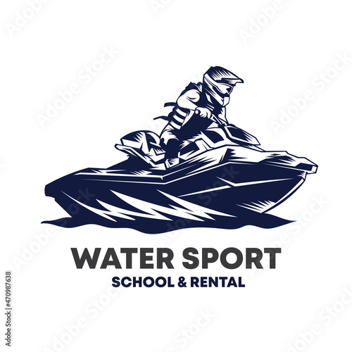 Jet Ski Watersport racing vector illustration design, perfect for event and club team logo design