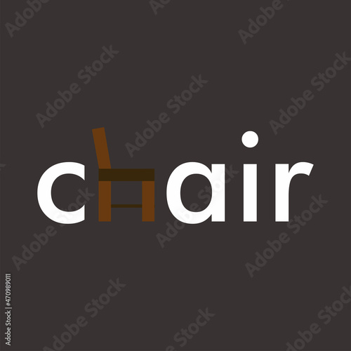 CHAIR vector forming the letter H. suitable for logos, icons, symbols and emblems.