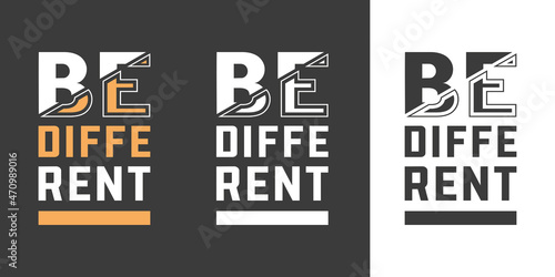 Be different black white and colorful text effect typography t shirt design