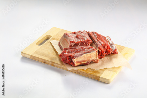 Raw beef ribs for cooking