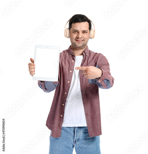 Young man with tablet compu...