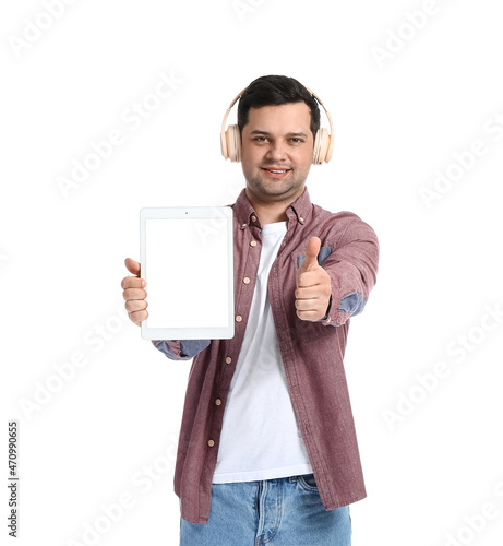 Young man with tablet compu...
