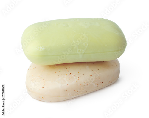 Front view of soap bars isolated on white background