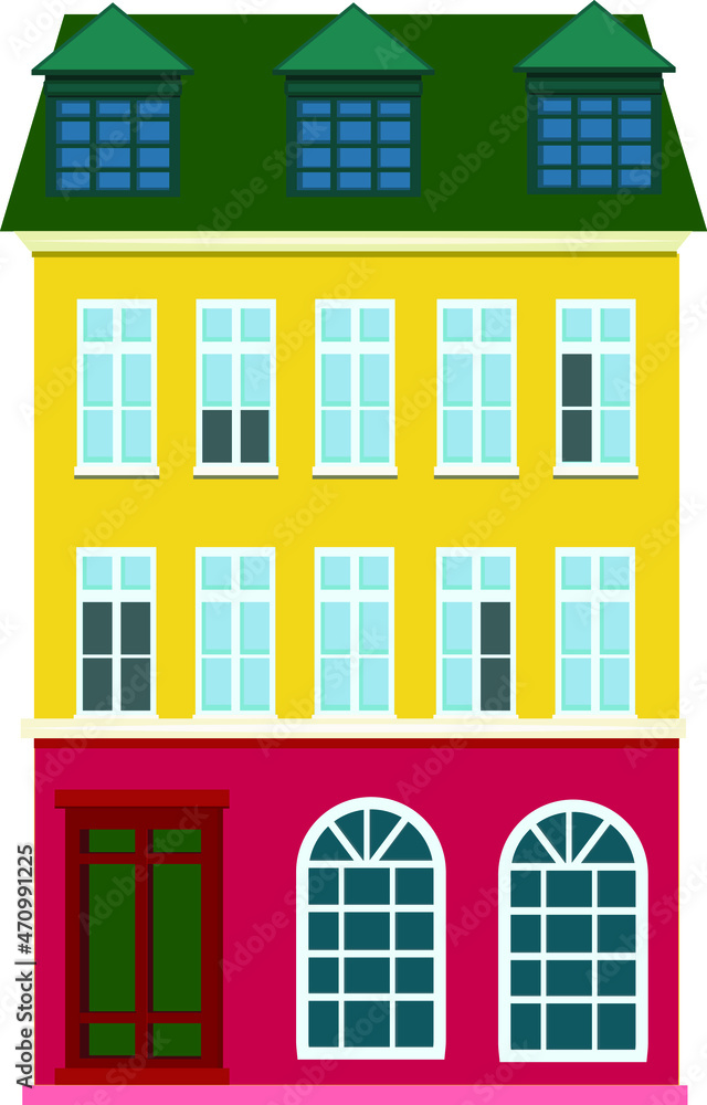 beautiful old houses colored houses Europe vector architecture illustration