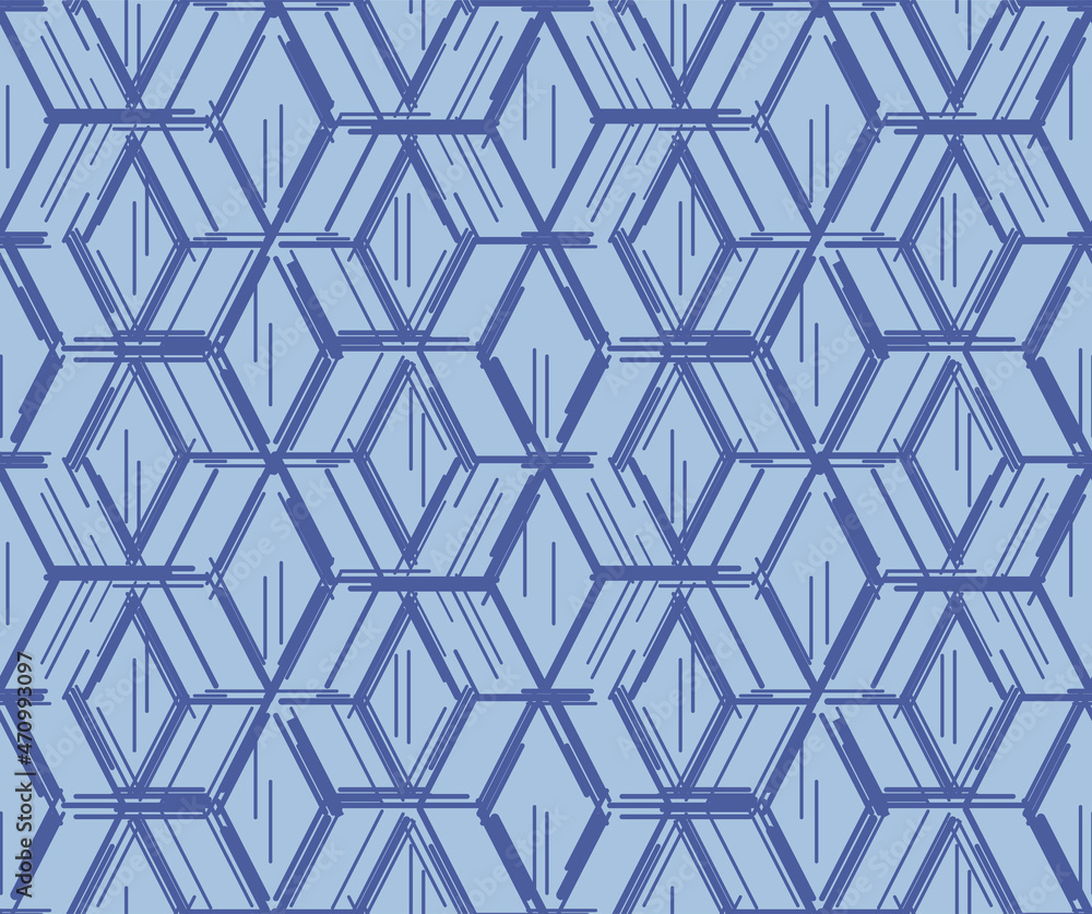 Japanese Sketch Diamond Hexagon Vector Seamless Pattern Japanese Sketch Diamond Hexagon Vector Seamless Pattern