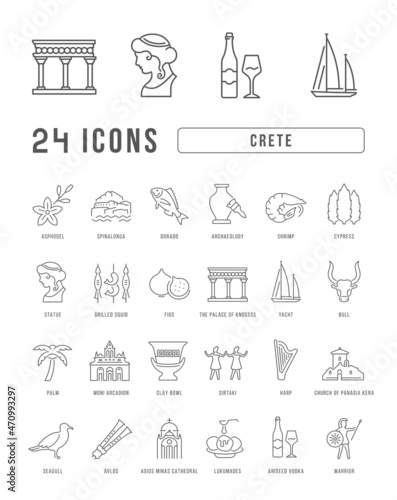 Set of linear icons of Crete photo