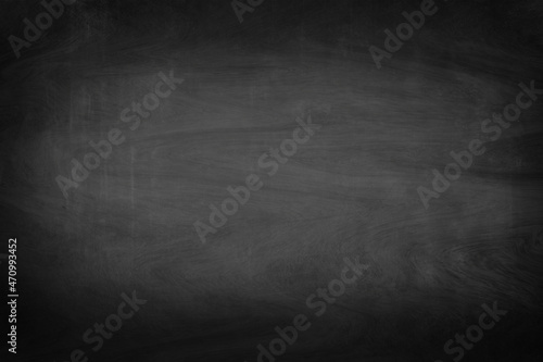 Fototapeta Naklejka Na Ścianę i Meble -  Chalkboard or black board texture abstract background with grunge dirt white chalk rubbed out on blank black billboard wall