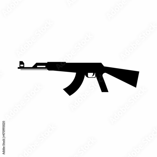 AK 47 gun silhouette isolated on a white background. suitable for icons, logos, symbols, emblems.
