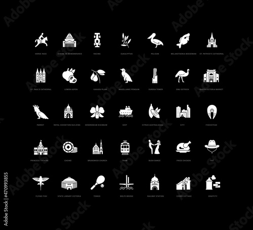 Set of simple icons of Melbourne
