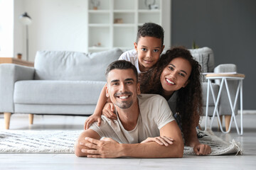 Happy interracial family at home