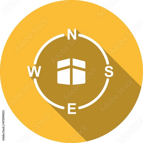 Qibla Direction Glyph Circle Vector Icon Design