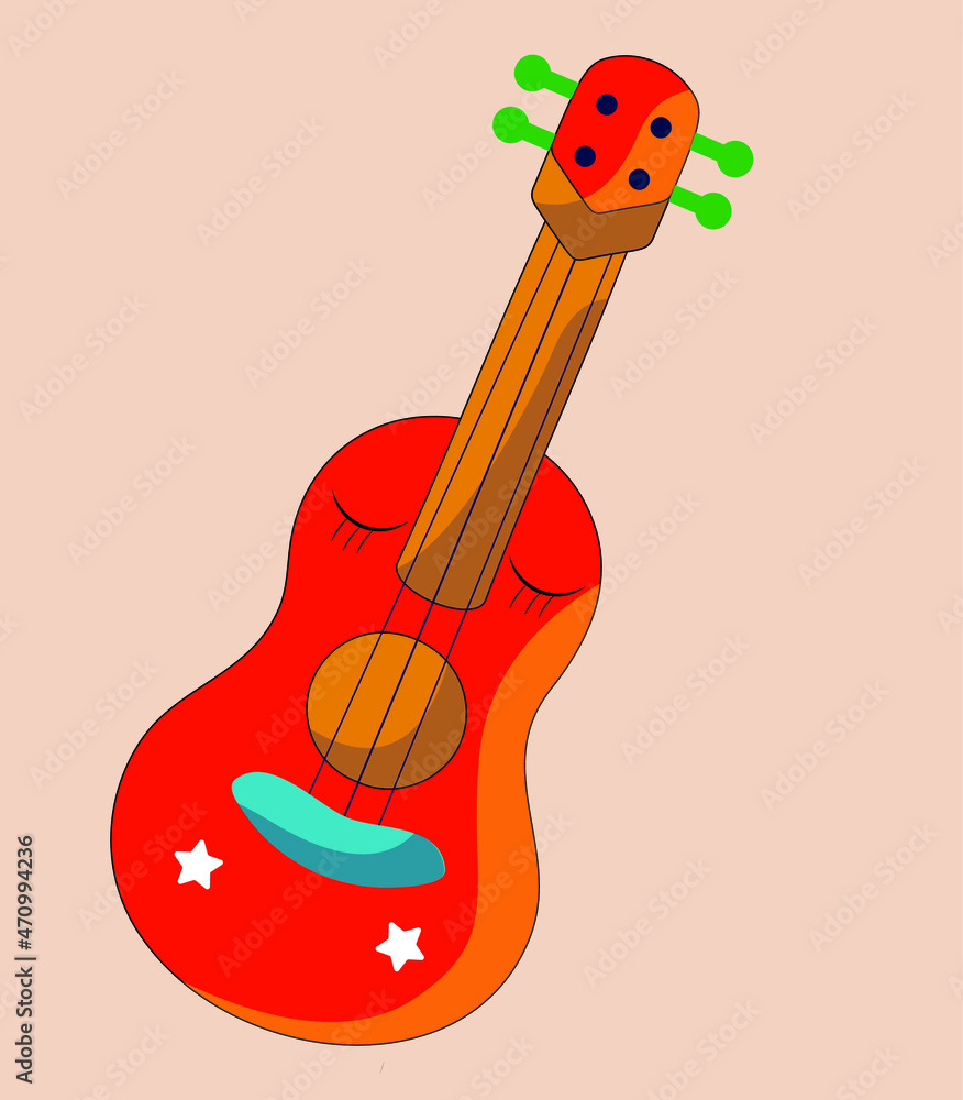 Guitar and instruments. Guitar clipart cartoon vector illustration