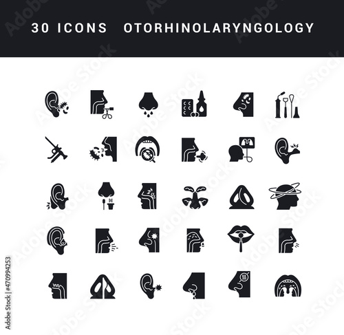 Set of simple icons of Otorhinolaryngology