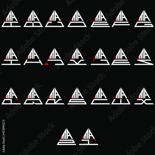 MAA to MAZ letter logo creative design, Multiple triple letter logo design