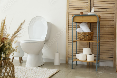 Interior of light restroom ...