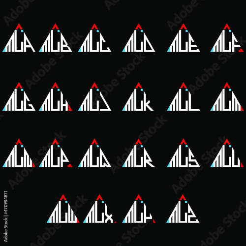 MLA to MLZ letter logo creative design, Multiple triple letter logo design