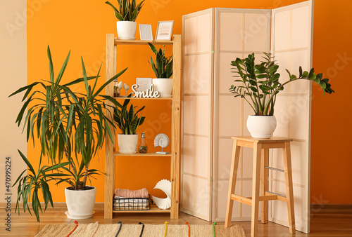 Wooden shelving unit with h...