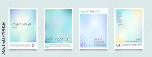 青色をメインとしたグラデーションメッシュのベクターカバーデザインセット（イラスト）。ビジネスのパンフレット、カード、ポスターなどの背景として。