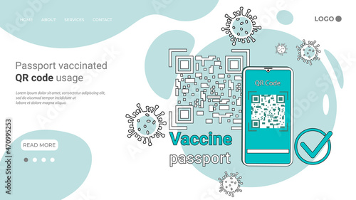 Using a QR code with vaccination in the passport.A poster calling for compliance with safety measures during the COVID-19 coronavirus epidemic. Personal hygiene and safety.Flat vector illustration.