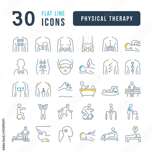 Physical Therapy. Collection of perfectly thin icons for web design, app, and the most modern projects. The kit of signs for category Medicine.