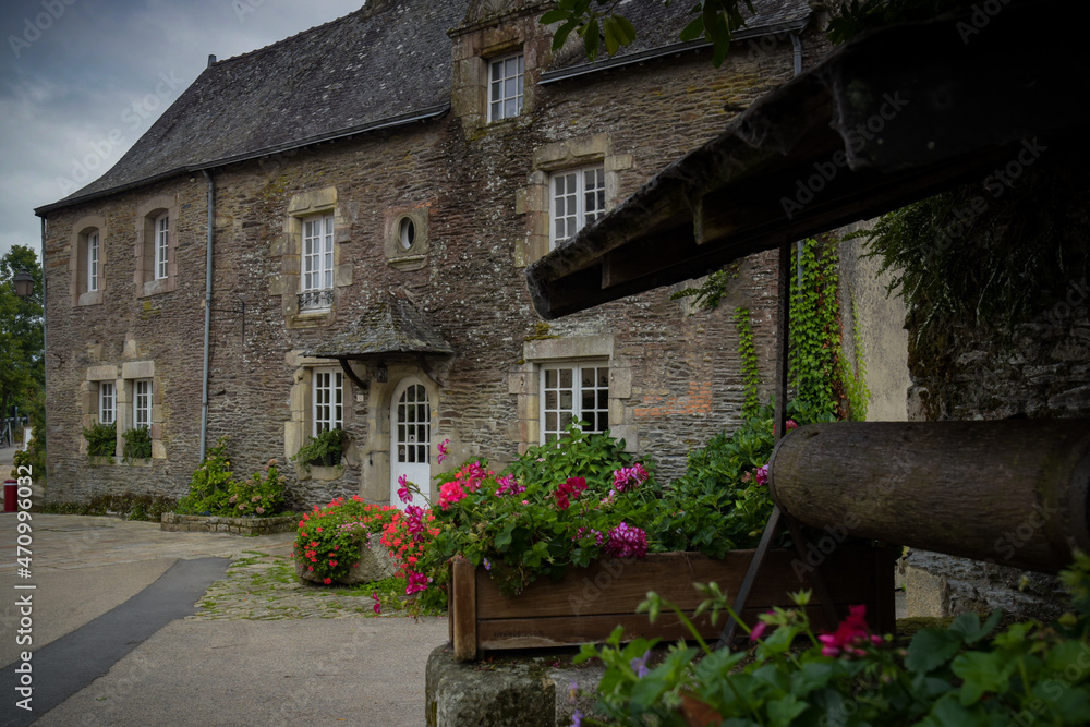 street view on the medieval village of rochefort en terre on brittany