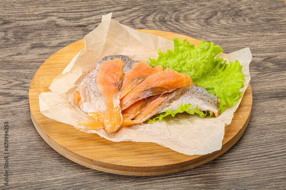 Sliced natural wild trout fillet Sliced natural wild trout fillet