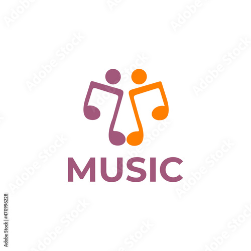 Music note wave logo design