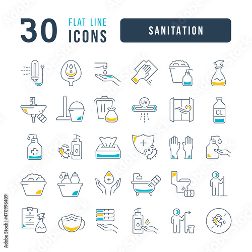 Sanitation. Collection of perfectly thin icons for web design, app, and the most modern projects. The kit of signs for category Medicine.