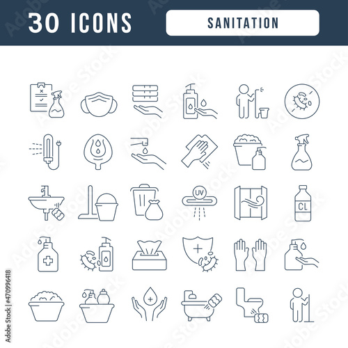 Sanitation. Collection of perfectly thin icons for web design  app  and the most modern projects. The kit of signs for category Medicine.