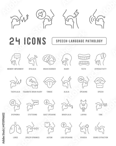 Speech-Language Pathology. Collection of perfectly thin icons for web design, app, and the most modern projects. The kit of signs for category Medicine.