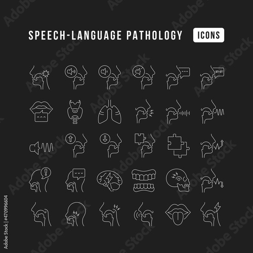 Speech-Language Pathology. Collection of perfectly thin icons for web design, app, and the most modern projects. The kit of signs for category Medicine.