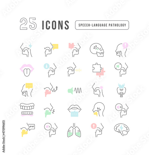 Speech-Language Pathology. Collection of perfectly thin icons for web design, app, and the most modern projects. The kit of signs for category Medicine.