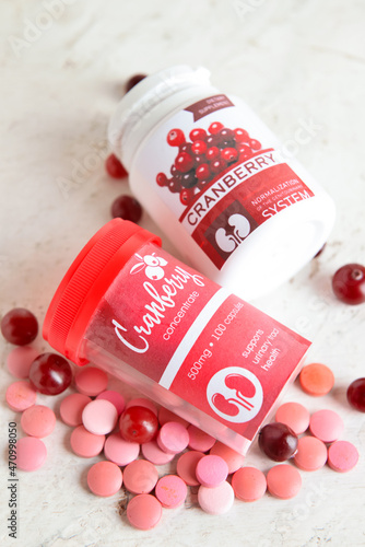 Bottles with healthy cranbe...