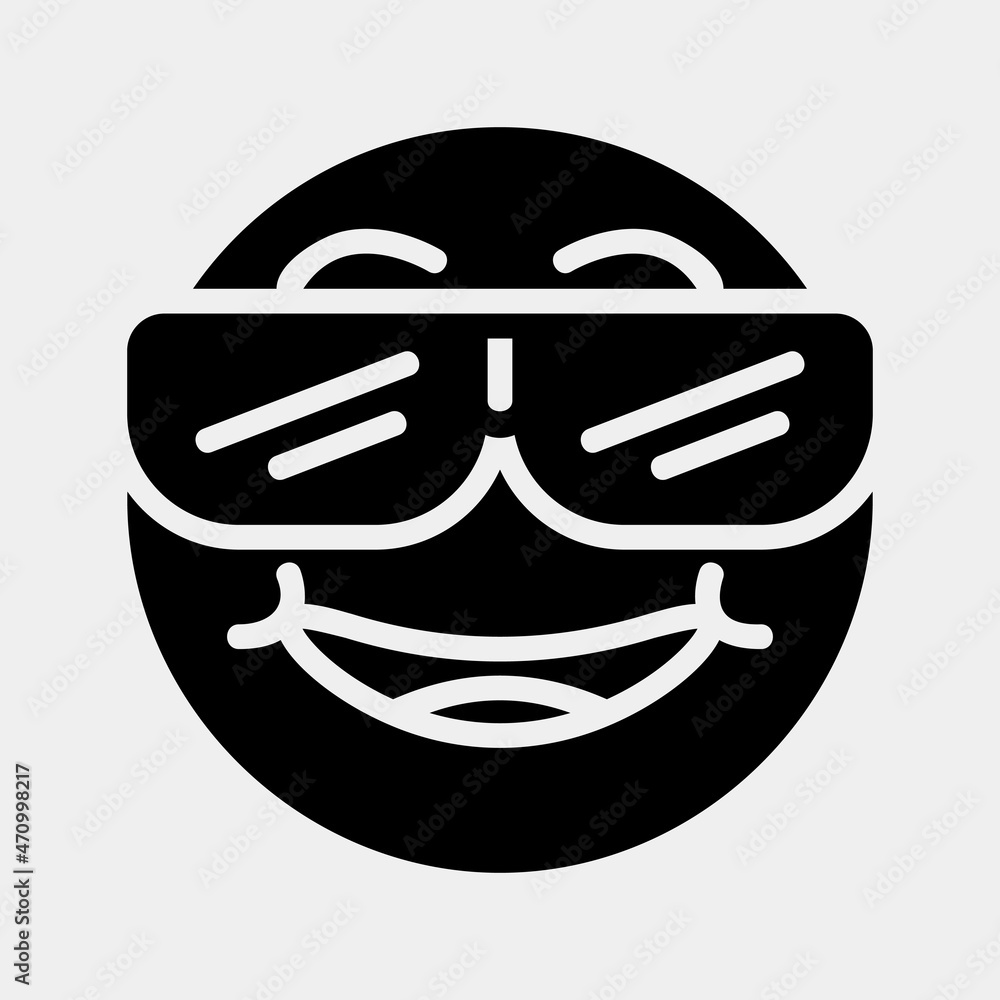 Cool emoji icon vector illustration in solid style, use for website mobile app presentation Cool emoji icon vector illustration in solid style, use for website mobile app presentation