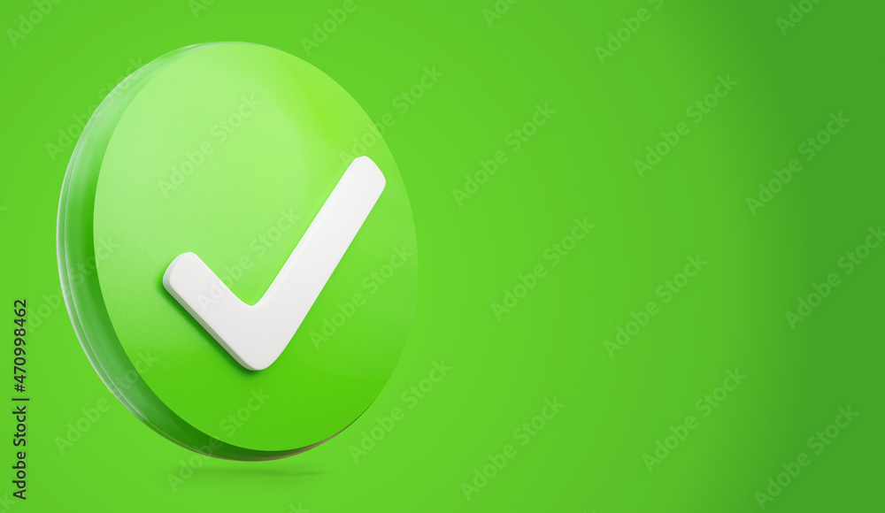 tick check okay symbol green rounded design 3d-illustration Stock ...