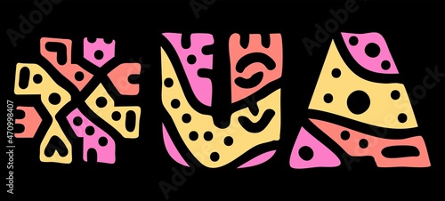 UA Hashtag. Doodle isolate text. Colored curves decorative doodle letters. Hashtag #UA is abbreviation for the Ukraine for print, booklet, banner, flyer. Stock vector.