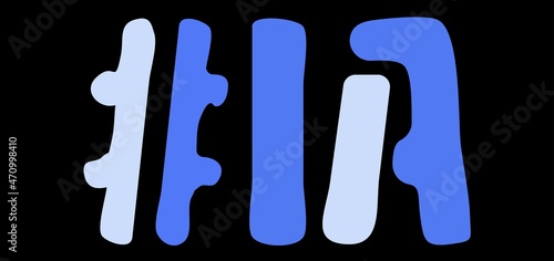 IA Hashtag. Isolate curves doodle letters. Blue colors. Hashtag #IA is abbreviation for the USA state Iowa for social network, web resources, mobile apps.