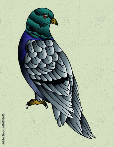 pigeon tattoo old school