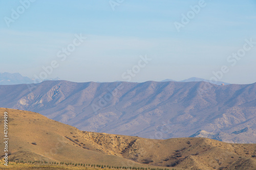 Caucasian mountain range landscape and view