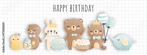 Baby animal, baby birthday for birthday card