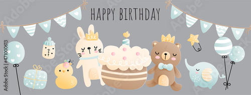 Baby animal, baby birthday for birthday card