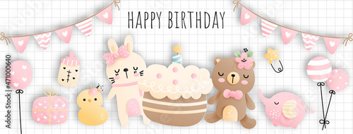Canvas Print Baby animal, baby birthday for birthday card